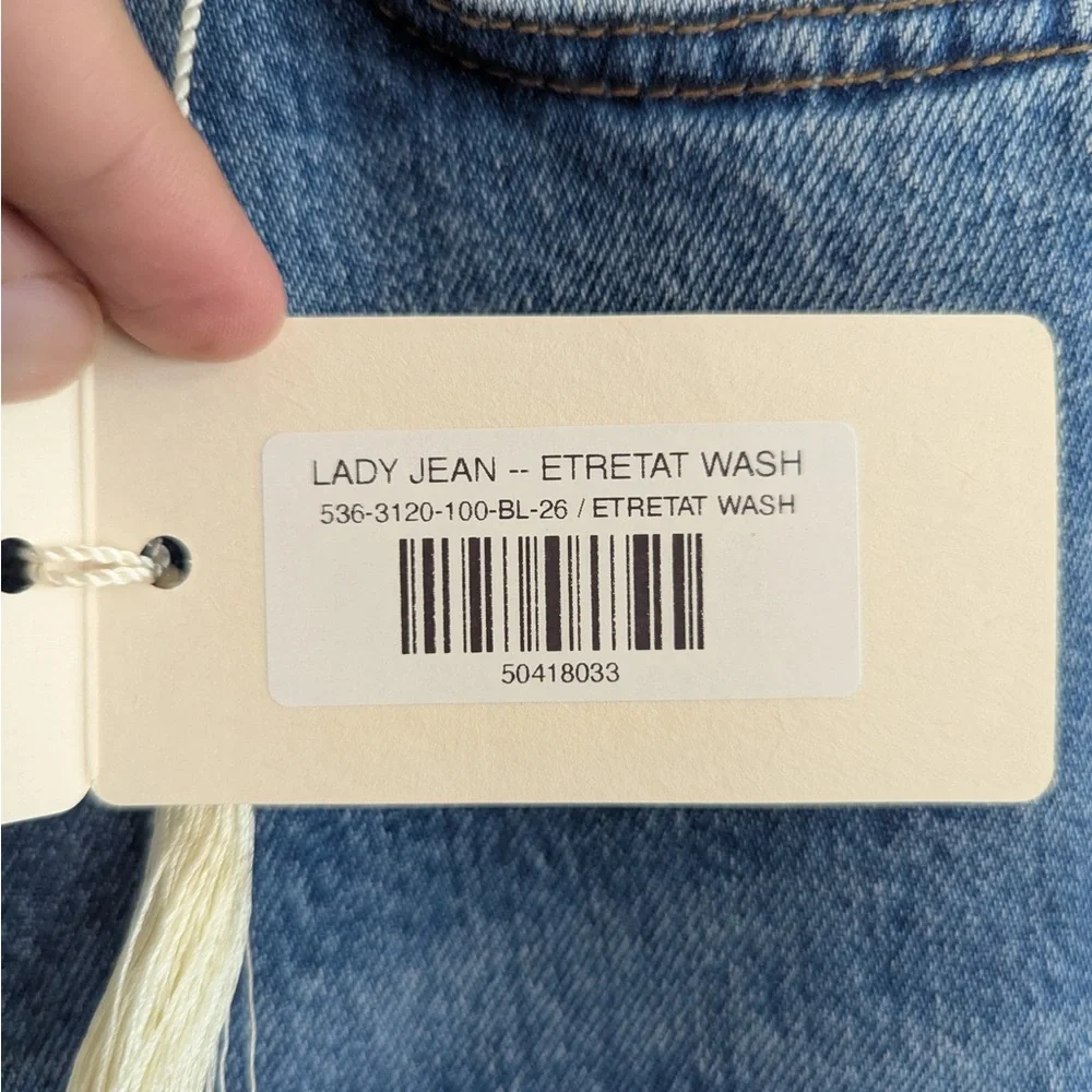 Dôen Lady Jean in Etretat Wash Blue Denim Wide Barrel Leg New NWT - Picture 5 of 10